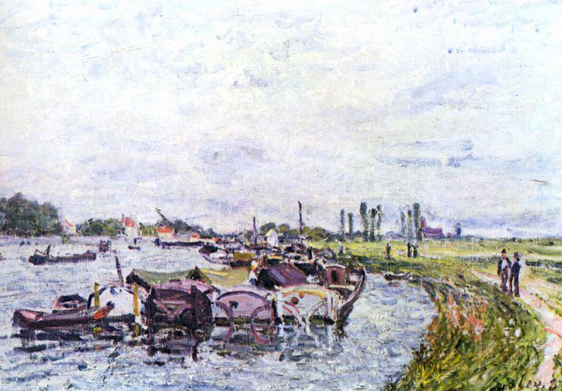 Alfred Sisley Frachtkahne bei Saint-Mammes France oil painting art